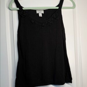 LOFT Black Camisole with Floral Detail